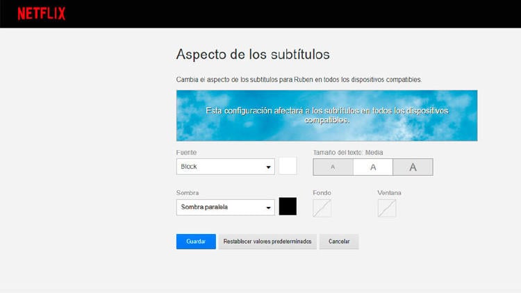 aspecto subtitulos netflix