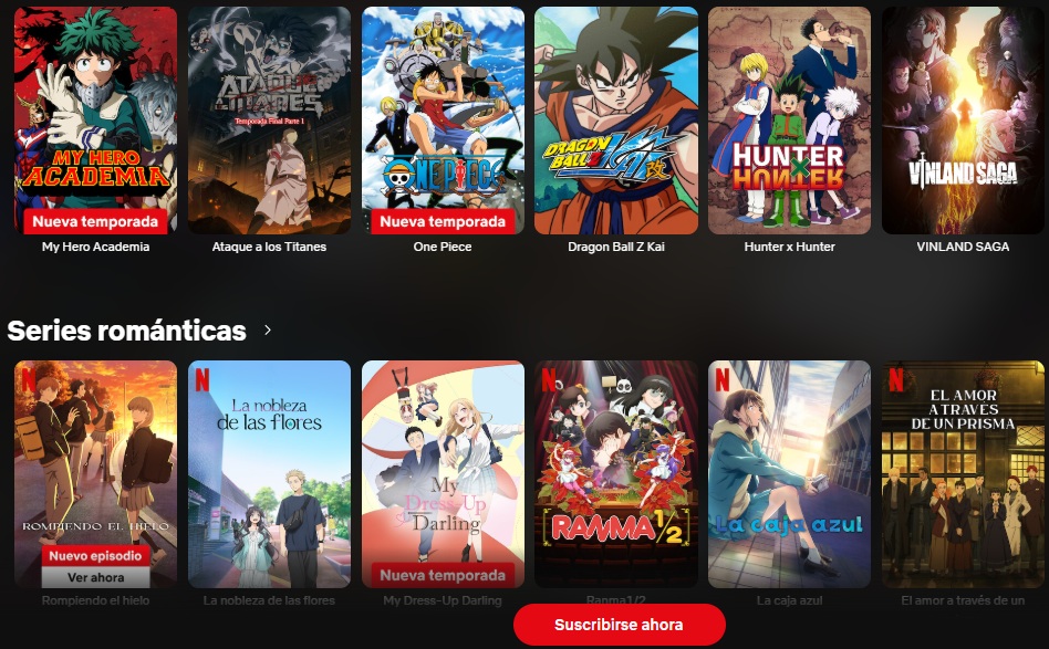 animes en netflix