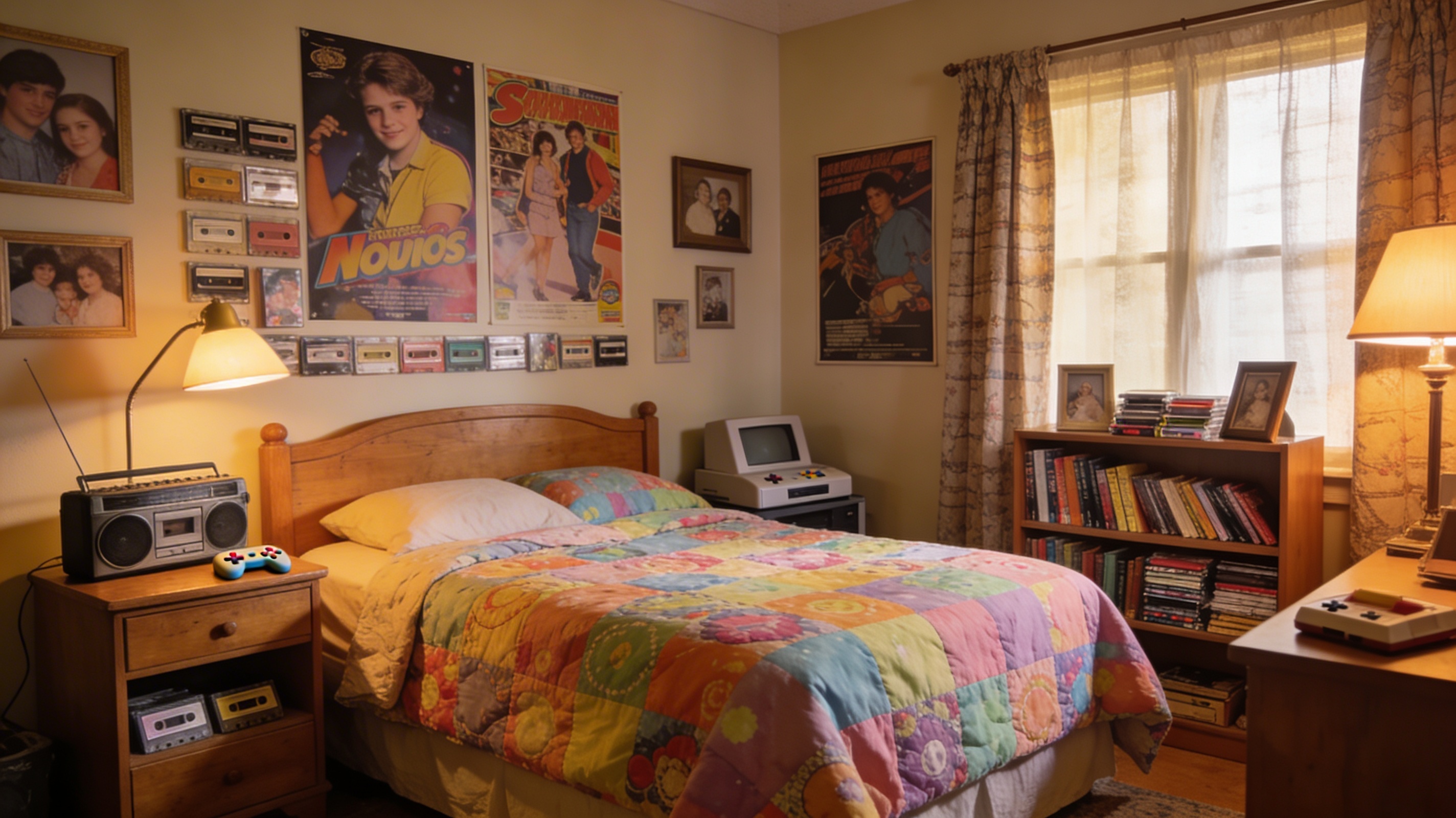 Imagen generada por IA (Perplexity) que muestra una habitaci&oacute;n de los 80 o 90