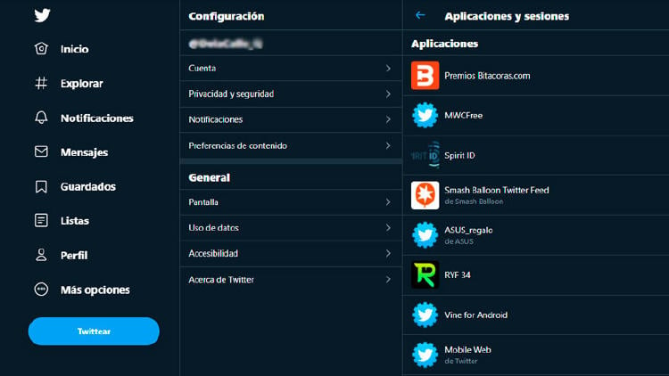 revocar acceso twitter