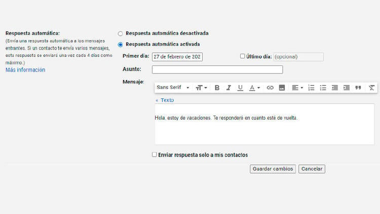 respuestas automáticas gmail