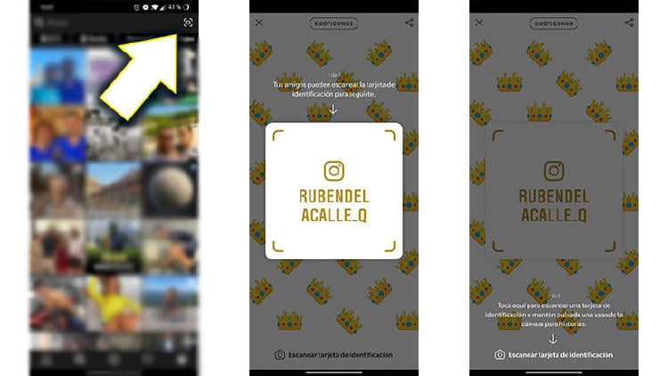 escanear tarjetas instagram