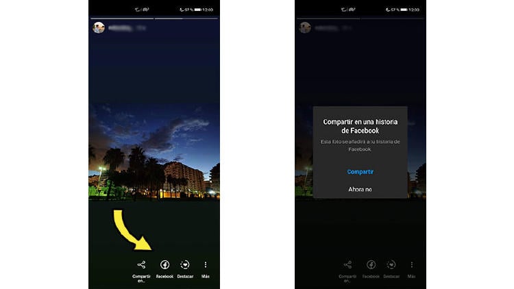 compartir historias facebook desde instagram