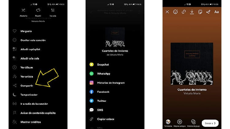 compartir música spotify instagram