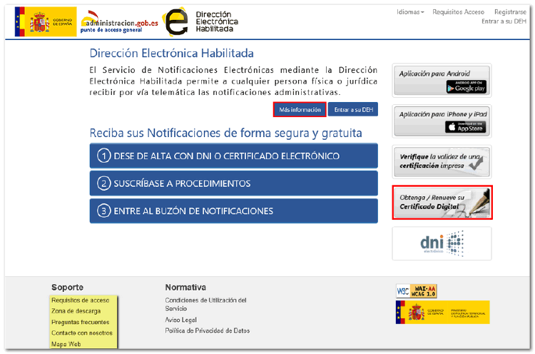 registro en el DEH para autónomos