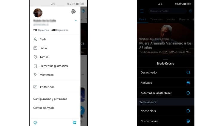 modo oscuro twitter