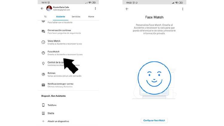 Configurar Face Match en el asistente Configurar Face Match en el asistente