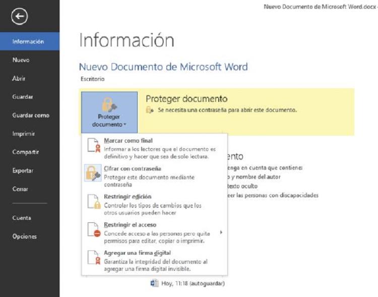 proteger documento word