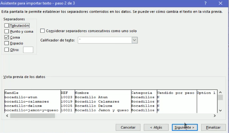csv importar csv importar