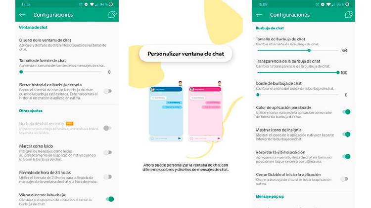 Cómo hablar por Whatshapp a través de burbujas de chat