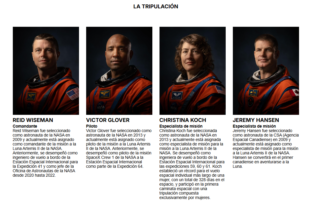 tripulacion artemis II