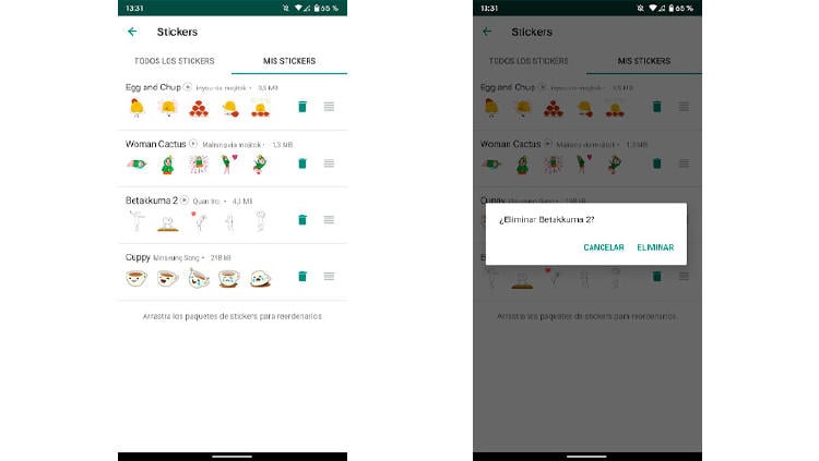 borrar stickers whatsapp