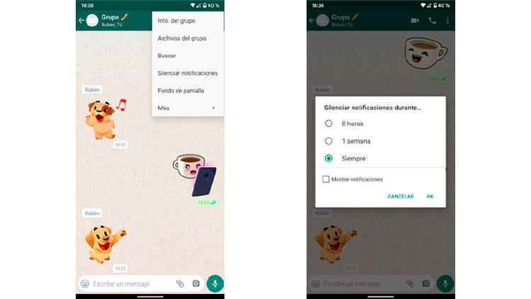silenciar grupos whatsapp