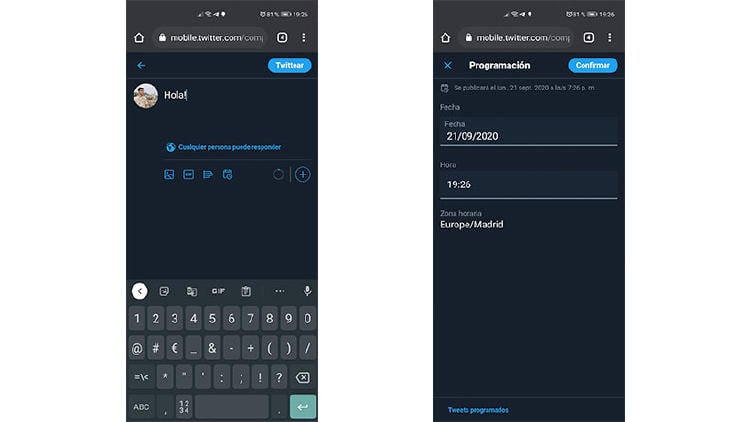 programar tweets movil